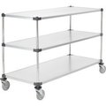 Global Equipment Nexel    Adjustable Solid Galvanized Shelf Cart 60x24 3 Shelves 800 Lb. Cap 188893